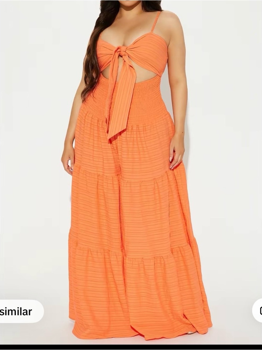 Fashion Nova Orange Tie-Front Jumpsuit